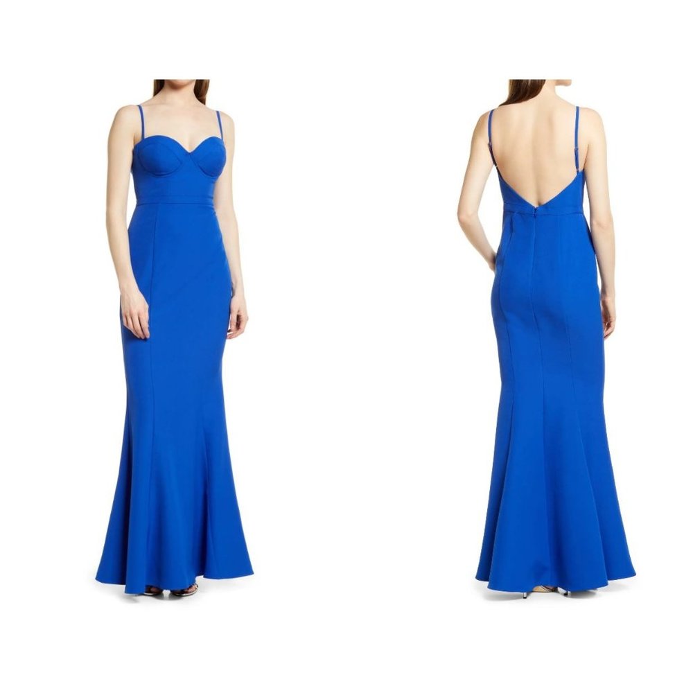 Elle Zeitoune Louisa Indigo Sweetheart Mermaid Gown Sz L